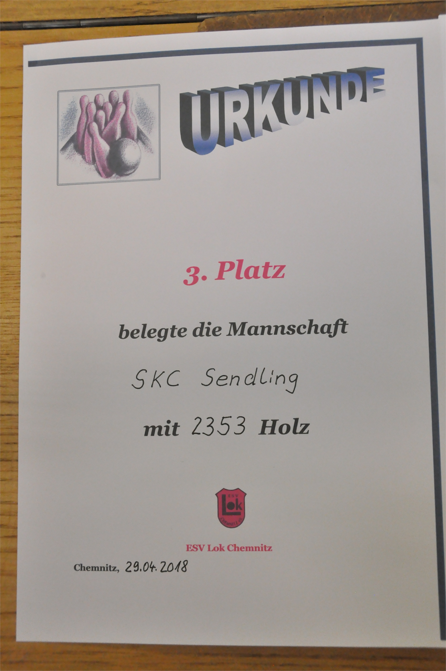        3. Platz Mannschaft Sendling